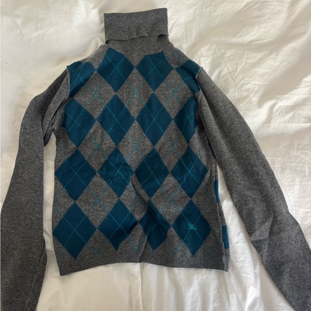Vintage Women’s Burberry Argyle Striped Sweater Size M